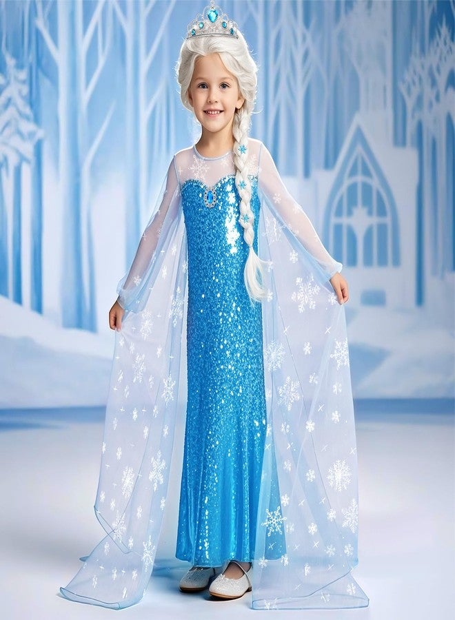 G.C Girls Princess Dress Costume with Wig Cape Toddler Princess Dress Up Outfit Kids Crown Jewelry Halloween Cosplay Birthday Gifts - Image 2
